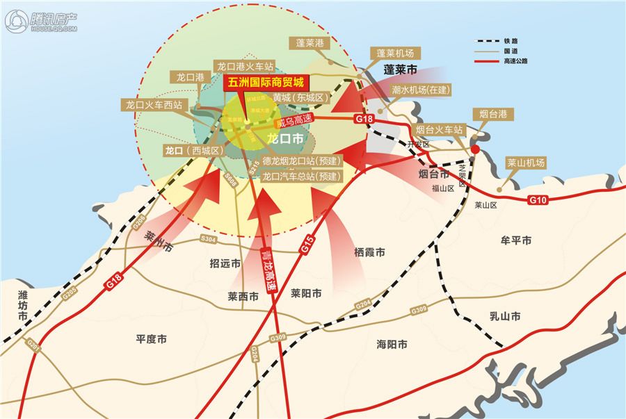 龙口五洲国际商贸城区位图