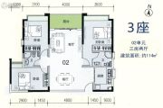 鼎丰凤凰湾3室2厅2卫114平方米户型图