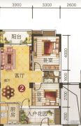 广州花园2室2厅1卫80平方米户型图