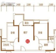 保利紫山3室2厅1卫78平方米户型图