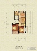 漫城公寓2室2厅1卫89平方米户型图