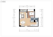幸福公寓1室2厅1卫53平方米户型图
