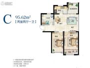 庄禾城2室2厅1卫95平方米户型图