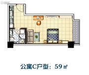 顺泽・枣园里1室1厅1卫59平方米户型图