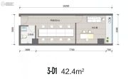 裕天国际商汇中心1室1厅1卫42平方米户型图