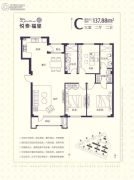 悦泰福里3室2厅2卫137平方米户型图