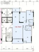 龙腾豪园3室2厅2卫140平方米户型图