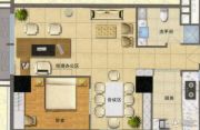 玉桥国际公寓1室2厅1卫60平方米户型图