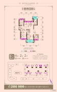 实地蔷薇国际4室2厅2卫0平方米户型图