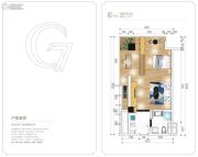 航天城上城HGL・7号公寓2室1厅1卫66平方米户型图
