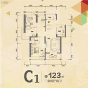 纽宾凯汉CITY都会中心3室2厅2卫123平方米户型图