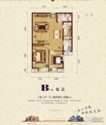 珠江悦公馆2室2厅1卫104平方米户型图