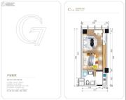 航天城上城HGL・7号公寓1室1厅1卫55平方米户型图