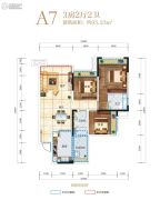 长虹天樾三期3室2厅2卫93平方米户型图