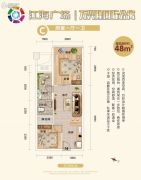 江海广场-万兴隆国际公寓2室1厅1卫48平方米户型图