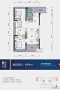 金地国际公寓3室2厅1卫0平方米户型图