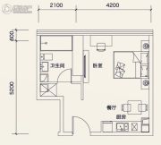 广州绿地中央广场1室1厅1卫46平方米户型图