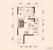 北麓国际城1室2厅1卫37平方米户型图