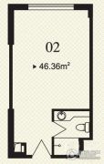 海泰国际公寓1室1厅1卫46平方米户型图