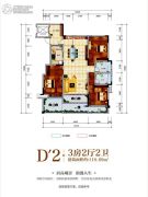 长虹天樾三期3室2厅2卫118平方米户型图