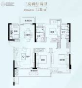 招商・雍景湾3室2厅2卫120平方米户型图