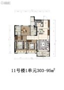 奥克斯・金宸玖和府3室2厅2卫0平方米户型图