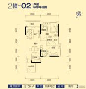江门东汇城3室2厅2卫100平方米户型图