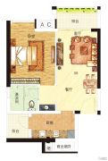 中海誉城1室2厅1卫50平方米户型图