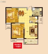 德蚨家园2室2厅1卫87平方米户型图