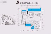 开平・天玺湾3室2厅2卫100平方米户型图