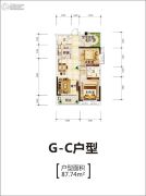 新长海广场2室2厅2卫87平方米户型图