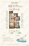 舜德湘江2室2厅1卫98平方米户型图