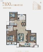 招商新城雍景湾3室2厅2卫100平方米户型图