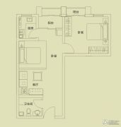 富田兴龙湾2室1厅1卫67平方米户型图