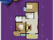 紫园sunny2室2厅1卫67平方米户型图