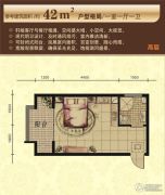 太湖国际花园1室1厅1卫42平方米户型图
