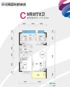 中南国际眼镜城3室2厅2卫117平方米户型图