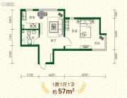 丽江苑1室1厅1卫57平方米户型图