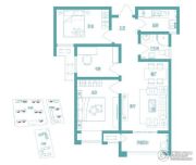 绿都紫荆华庭・脉栋公寓3室2厅1卫87平方米户型图